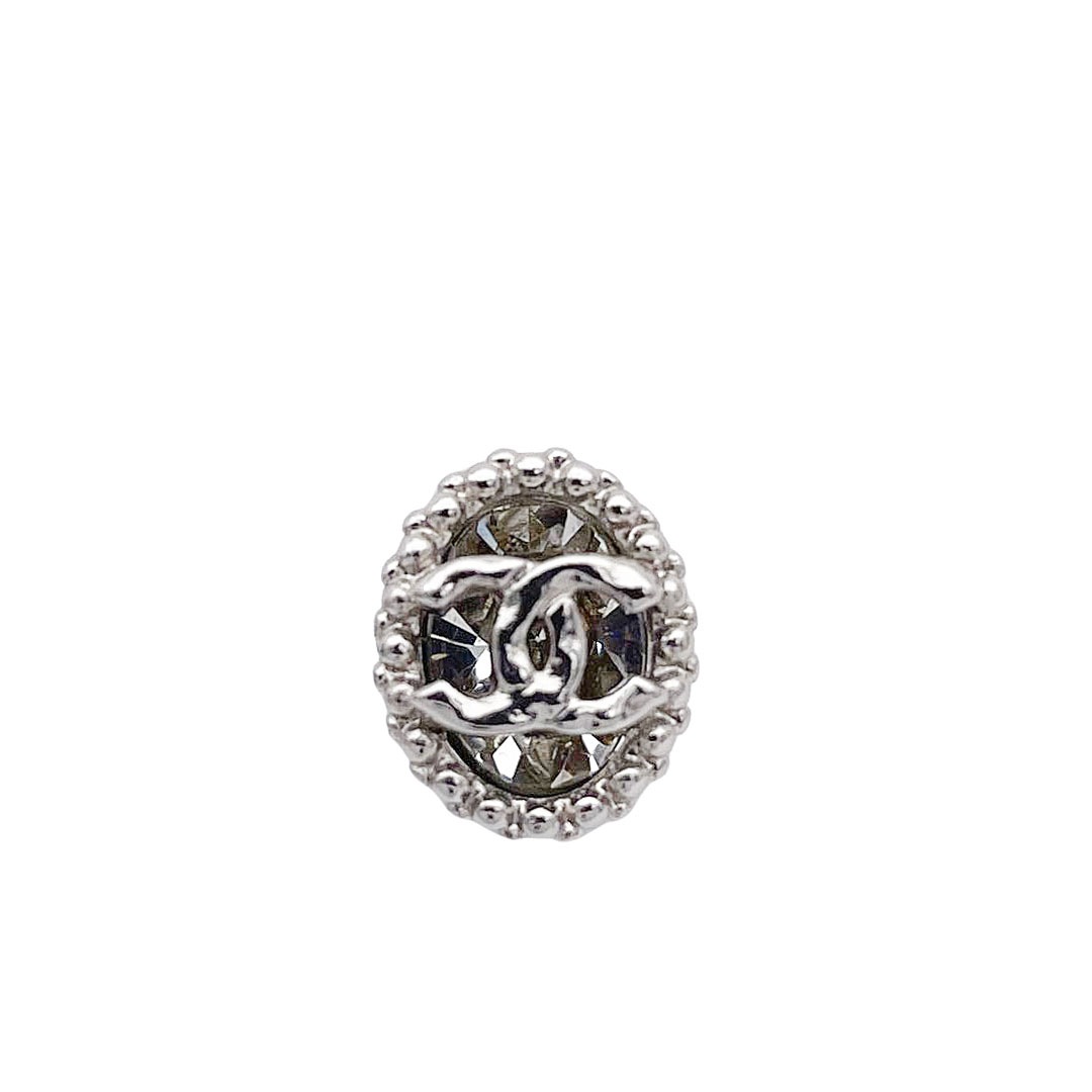 CHANEL シャネル オーバルピアス ココマーク ラインストーン A19P