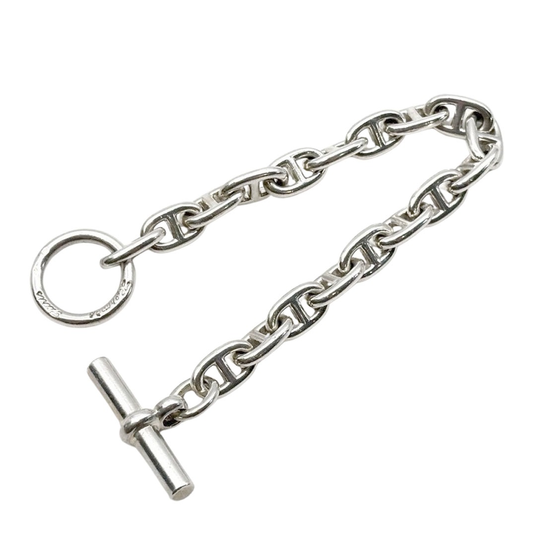 HERMES エルメス ヴィンテージブレスレット シェーヌダンクルPM 筆記体刻印 18コマ Ag925 シルバー 37.1g