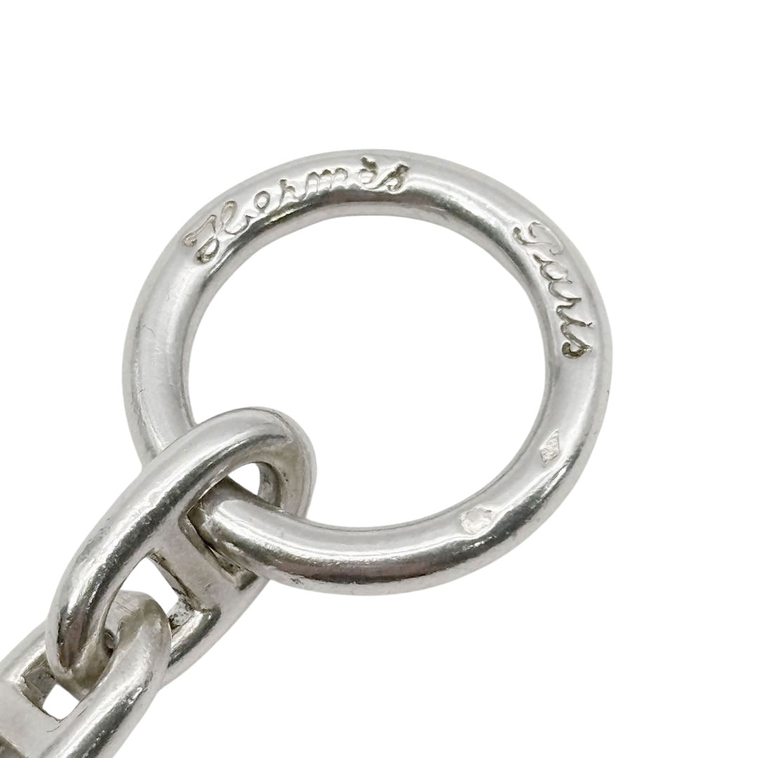 HERMES エルメス ヴィンテージブレスレット シェーヌダンクルPM 筆記体刻印 18コマ Ag925 シルバー 37.1g