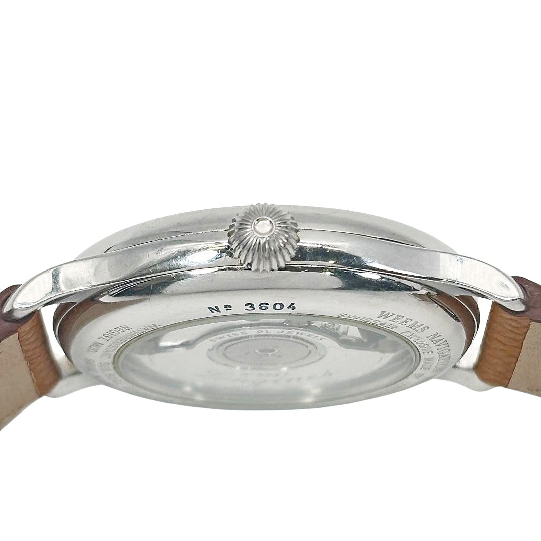 LONGINES ロンジン ウィームスナビゲーション メンズ腕時計 AT SS/革ベルト シルバー/ブラウン 628.5241 ※新品社外ベルト