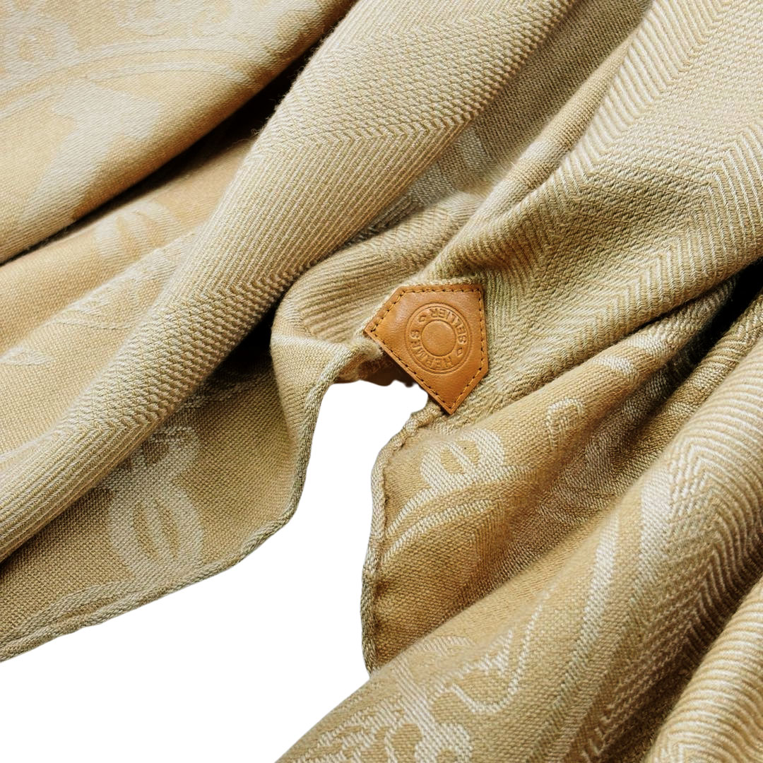 HERMES エルメス ポンチョ ニュー・リブリス クラフト(ライトブラウン系) カシミヤ/シルク