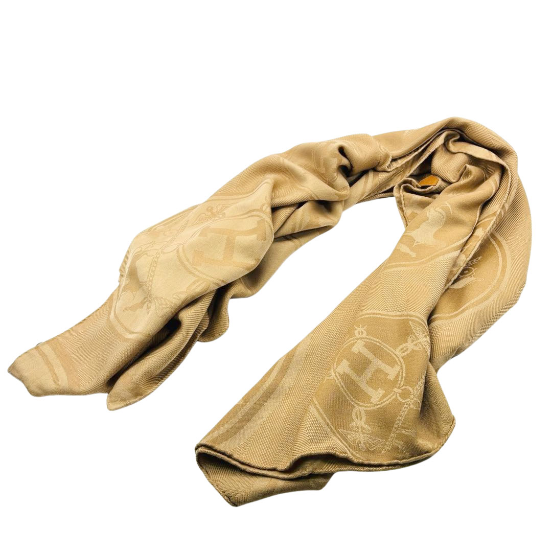 HERMES エルメス ポンチョ ニュー・リブリス クラフト(ライトブラウン系) カシミヤ/シルク