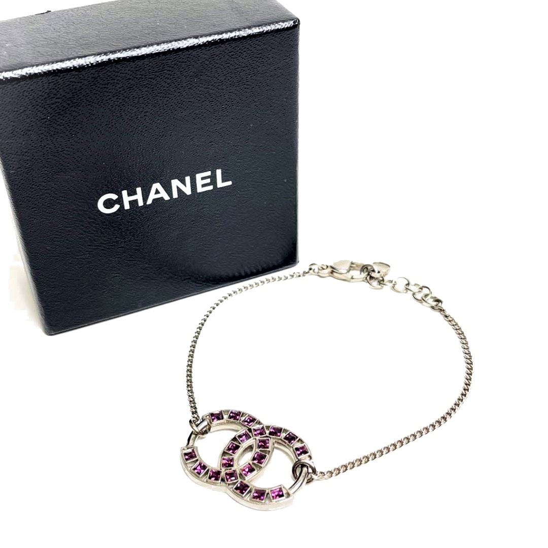 CHANEL シャネル ブレスレット ココマーク シルバー ピンク