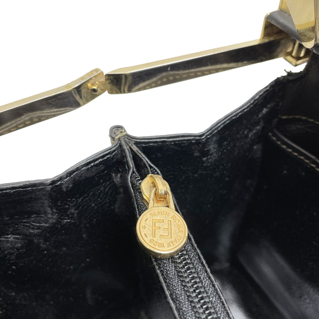 FENDI フェンディ ペカン ハンドバッグ ダレスバッグ ドクターズバッグ PVC レザー ブラウン ブラック