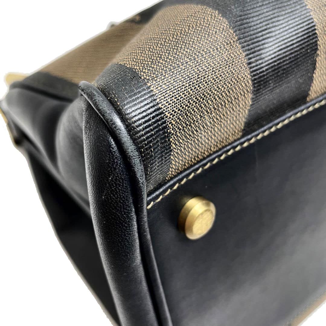 FENDI フェンディ ペカン ハンドバッグ ダレスバッグ ドクターズバッグ PVC レザー ブラウン ブラック