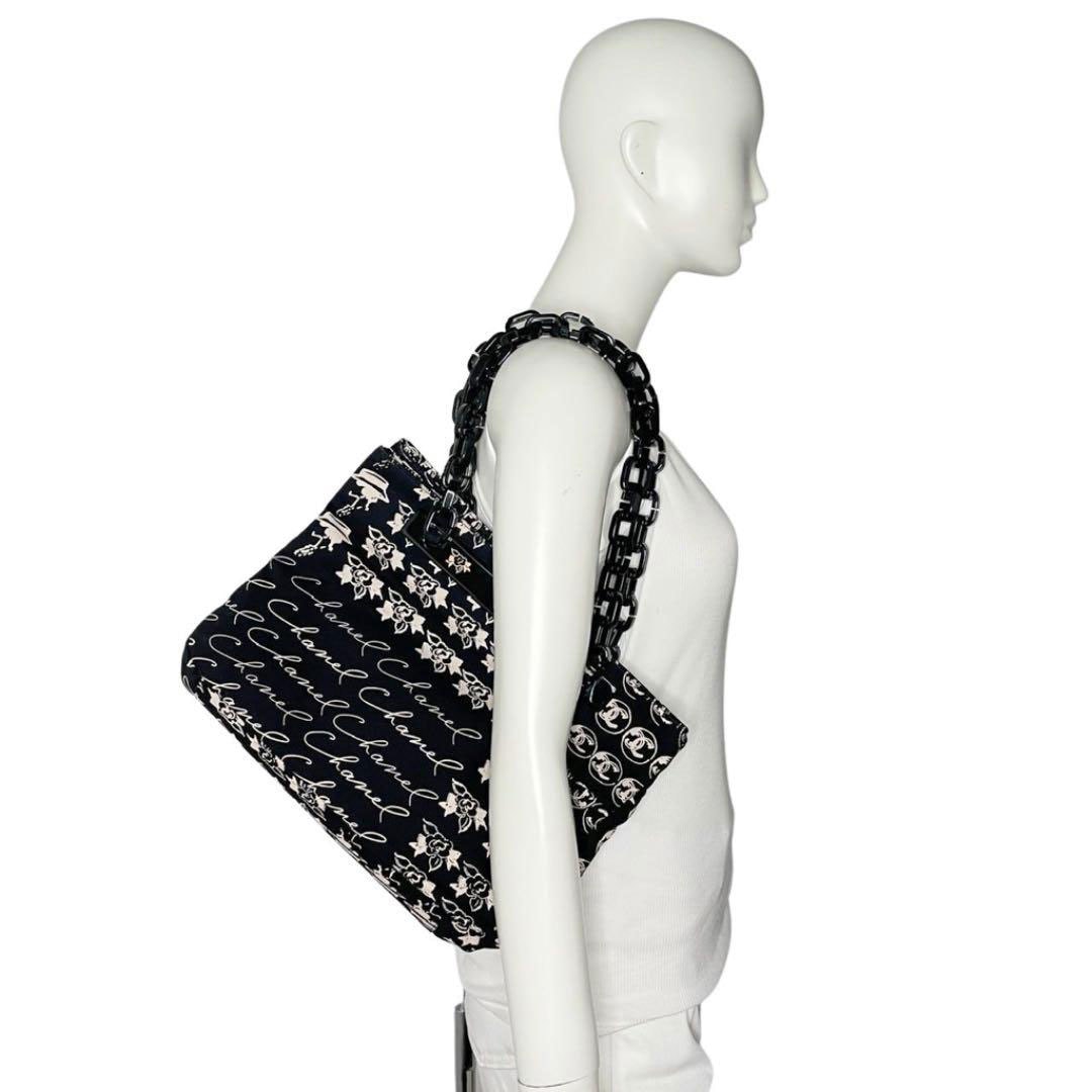 CHANEL シャネル プラチェーントートバッグ キャンバス カメリア
