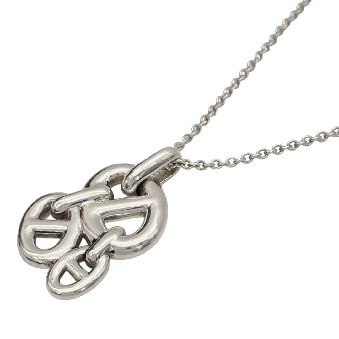 HERMES エルメス セリエ ネックレス シルバーカラー シルク
