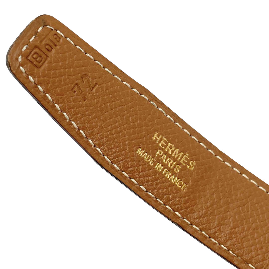 HERMES エルメス Hベルト ミニコンスタンス 72 ボックスカーフ ブラック ゴールド シルバー金具 □B刻印