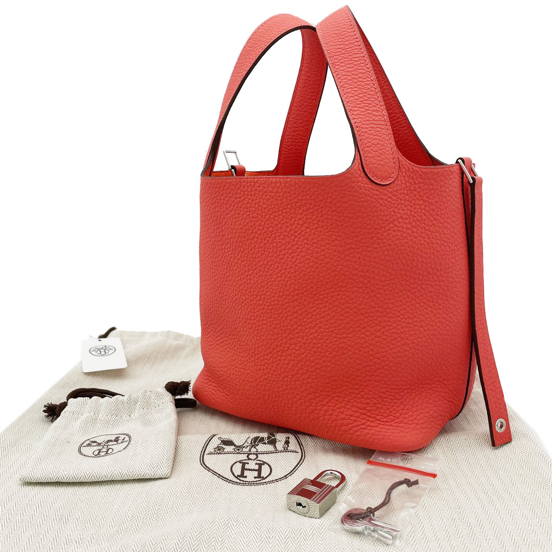 HERMES エルメス ピコタンロック18 PM トリヨンクレマンス ローズテキサス シルバー金具 U刻印