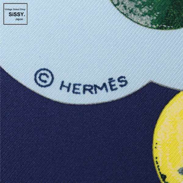 ■エルメス■ スカーフ カレ90「THE ALFEE AUBE」 シルク ネイビー オレンジ グレー マルチカラー 25周年限定 【HERMES】