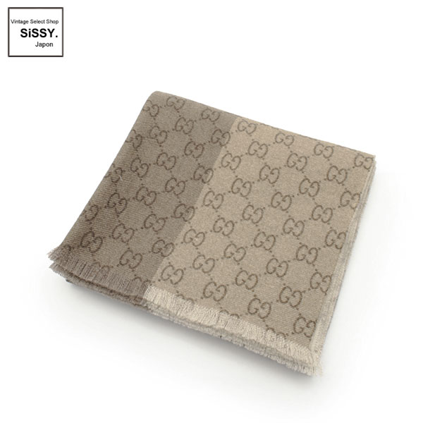■グッチ■ GG柄 大判ストール ショール ウール ベージュ ブラウン 【GUCCI】