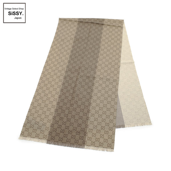 ■グッチ■ GG柄 大判ストール ショール ウール ベージュ ブラウン 【GUCCI】