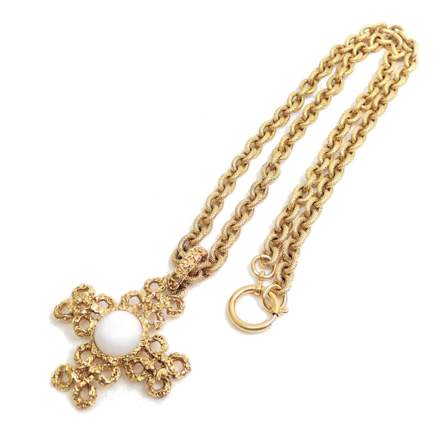 CHANEL シャネル ロングネックレス クロス メタル ゴールド 93A