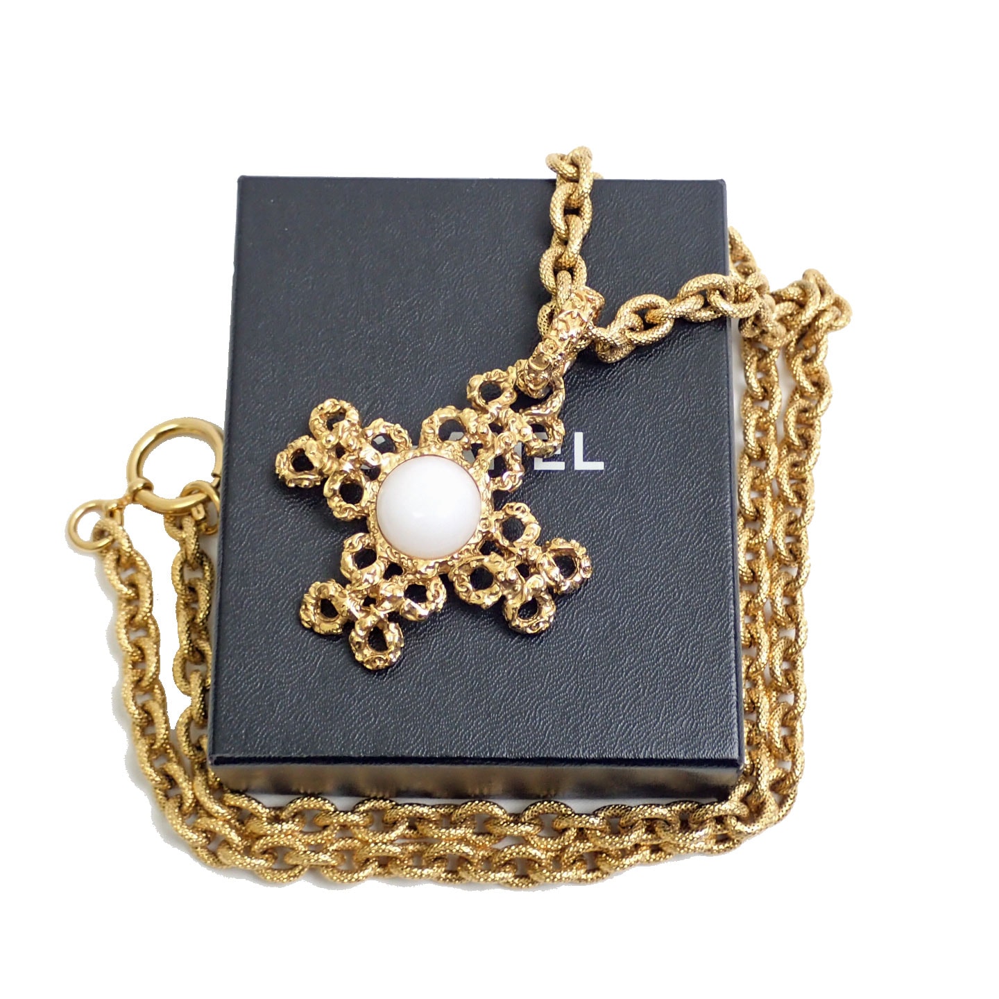 CHANEL シャネル ロングネックレス クロス メタル ゴールド 93A