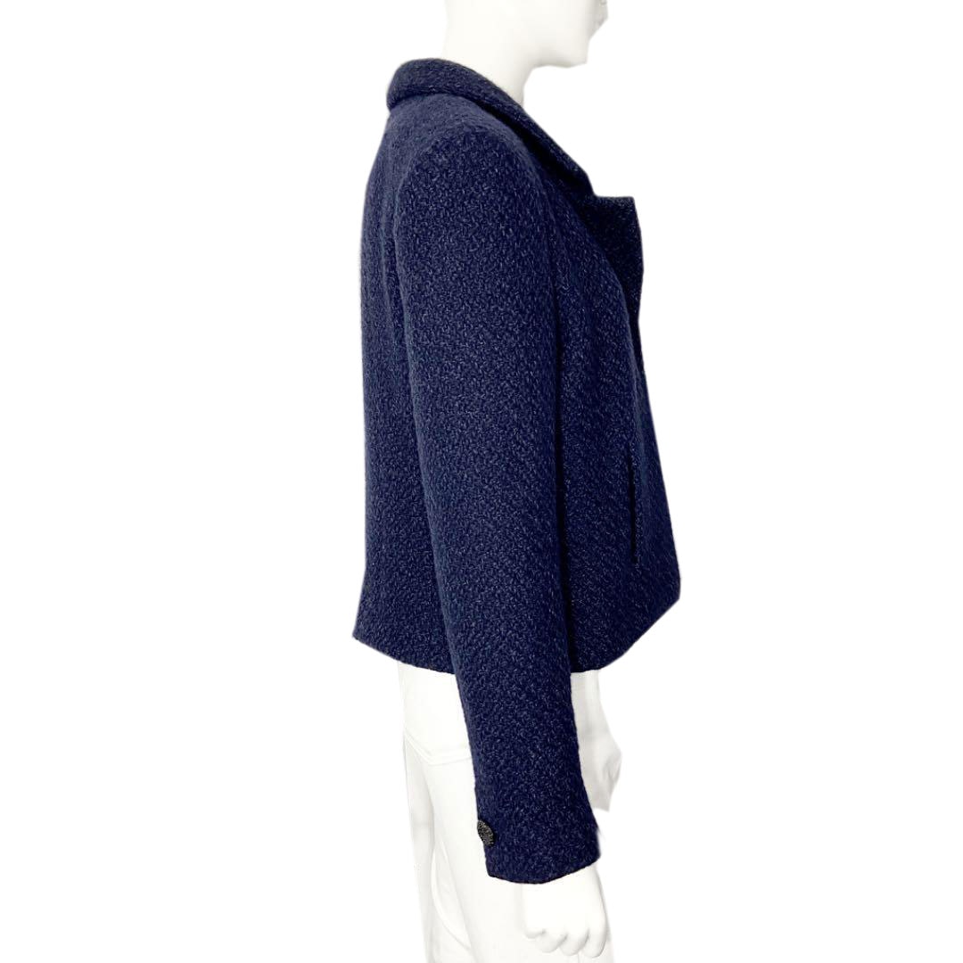 CHANEL シャネル ツイードジャケット 38 ネイビー ウール アンゴラ 02C レディース