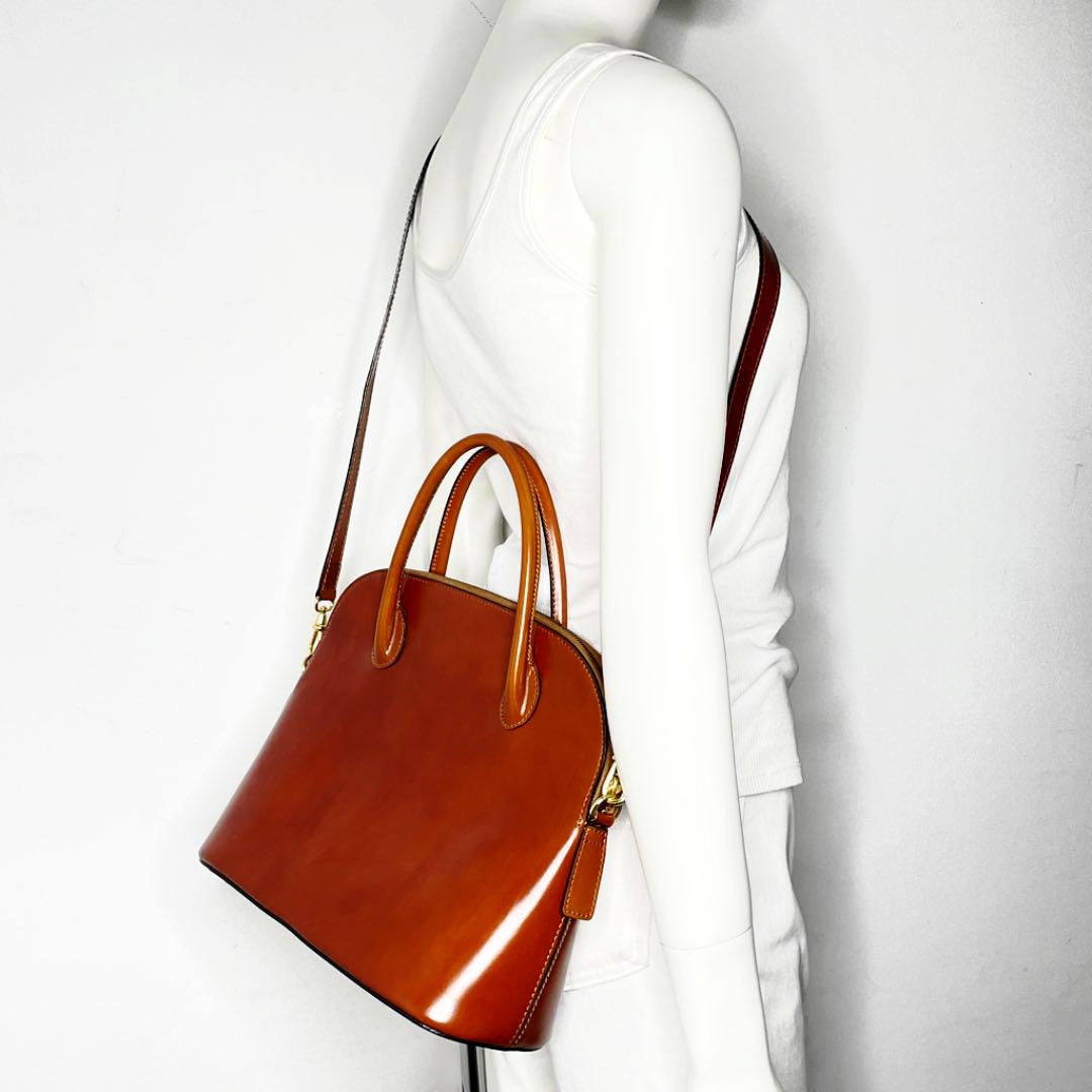 CELINE セリーヌ 2WAY ハンドバッグ  ボリード型 レザー ブラウン系