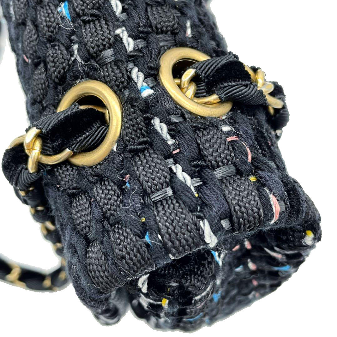 【VINTAGE】CHANEL ツイード チェーンショルダーバッグ CHANEL シャネル ツイードチェーンショルダーバッグ 25 ブラック