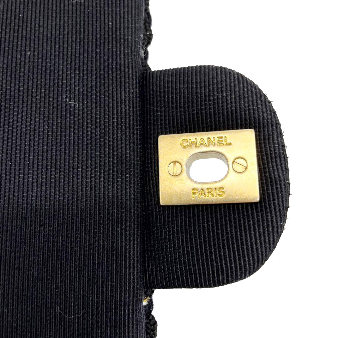 CHANEL シャネル ツイードチェーンショルダーバッグ 25 ブラック ヴィンテージゴールド 28番台
