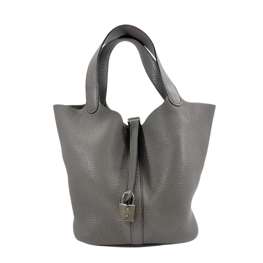 HERMES エルメス ピコタンロック22 MM ハンドバッグ トリヨンクレマンス エタン シルバー金具 C刻印