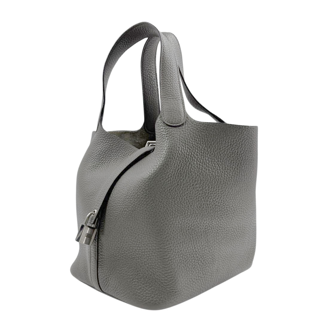 HERMES エルメス ピコタンロック22 MM ハンドバッグ トリヨンクレマンス エタン シルバー金具 C刻印