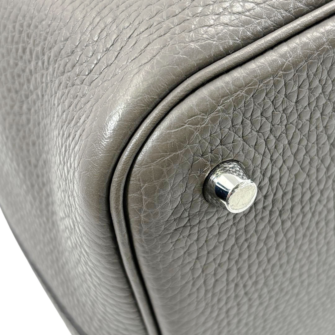 HERMES エルメス ピコタンロック22 MM ハンドバッグ トリヨンクレマンス エタン シルバー金具 C刻印