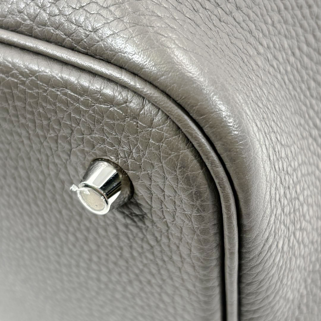 HERMES エルメス ピコタンロック22 MM ハンドバッグ トリヨンクレマンス エタン シルバー金具 C刻印