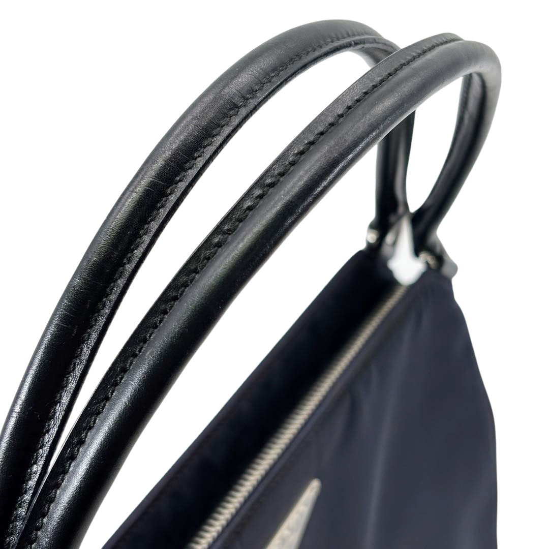 PRADA プラダ ハンドバッグ ナイロン/レザー PRUGNA(ダークパープル系)/シルバー金具 B11091