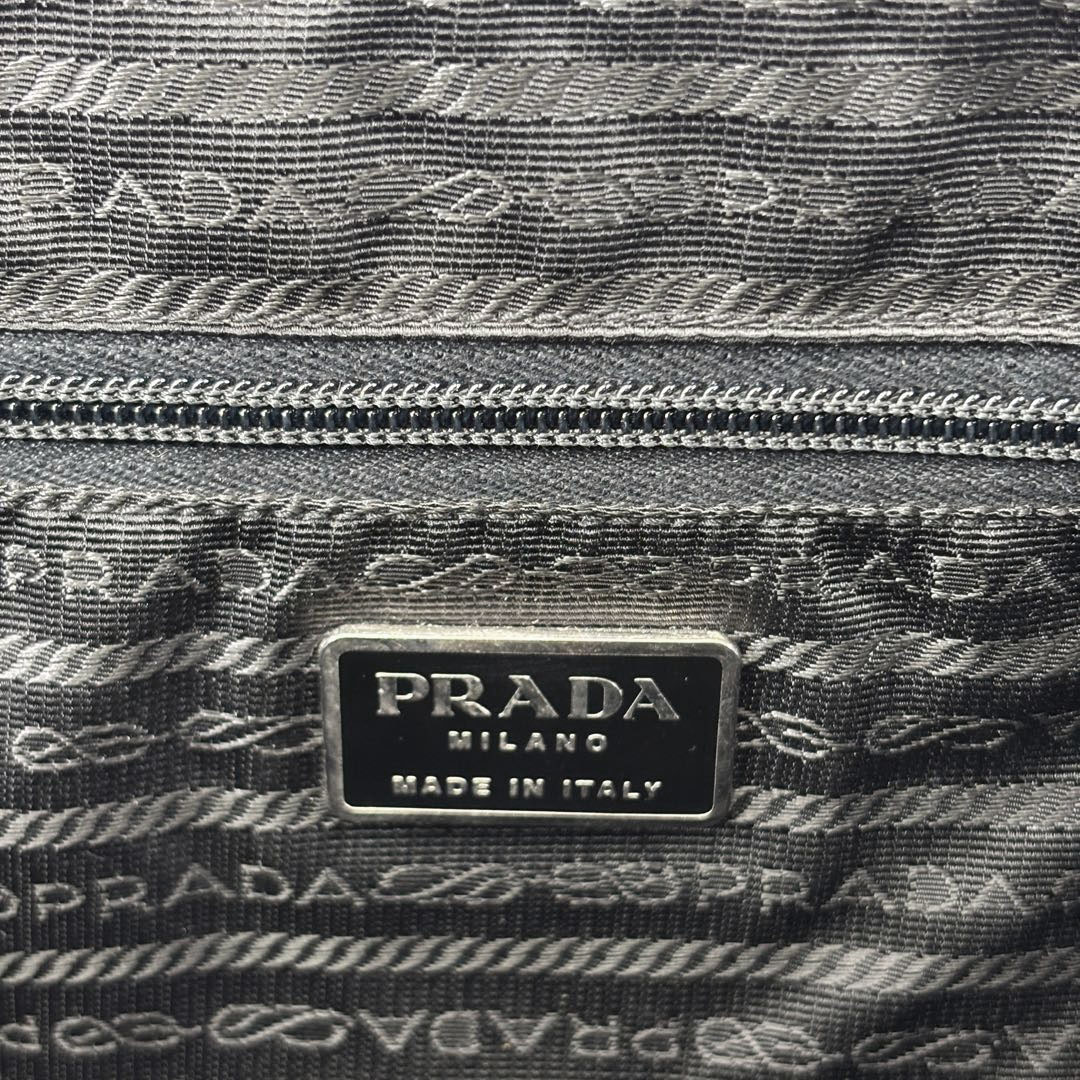 PRADA プラダ ハンドバッグ ナイロン/レザー PRUGNA(ダークパープル系)/シルバー金具 B11091