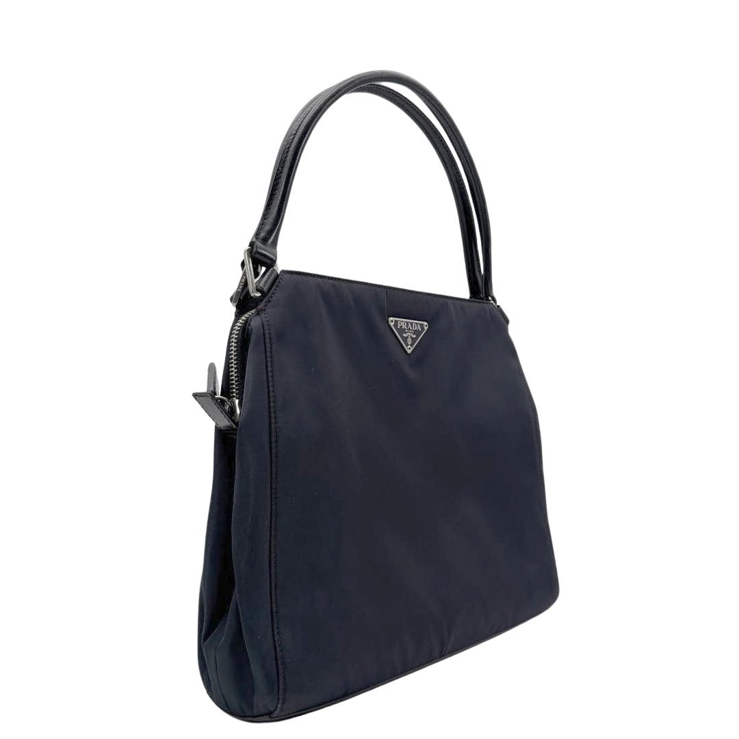 PRADA プラダ ハンドバッグ ナイロン/レザー PRUGNA(ダークパープル系)/シルバー金具 B11091