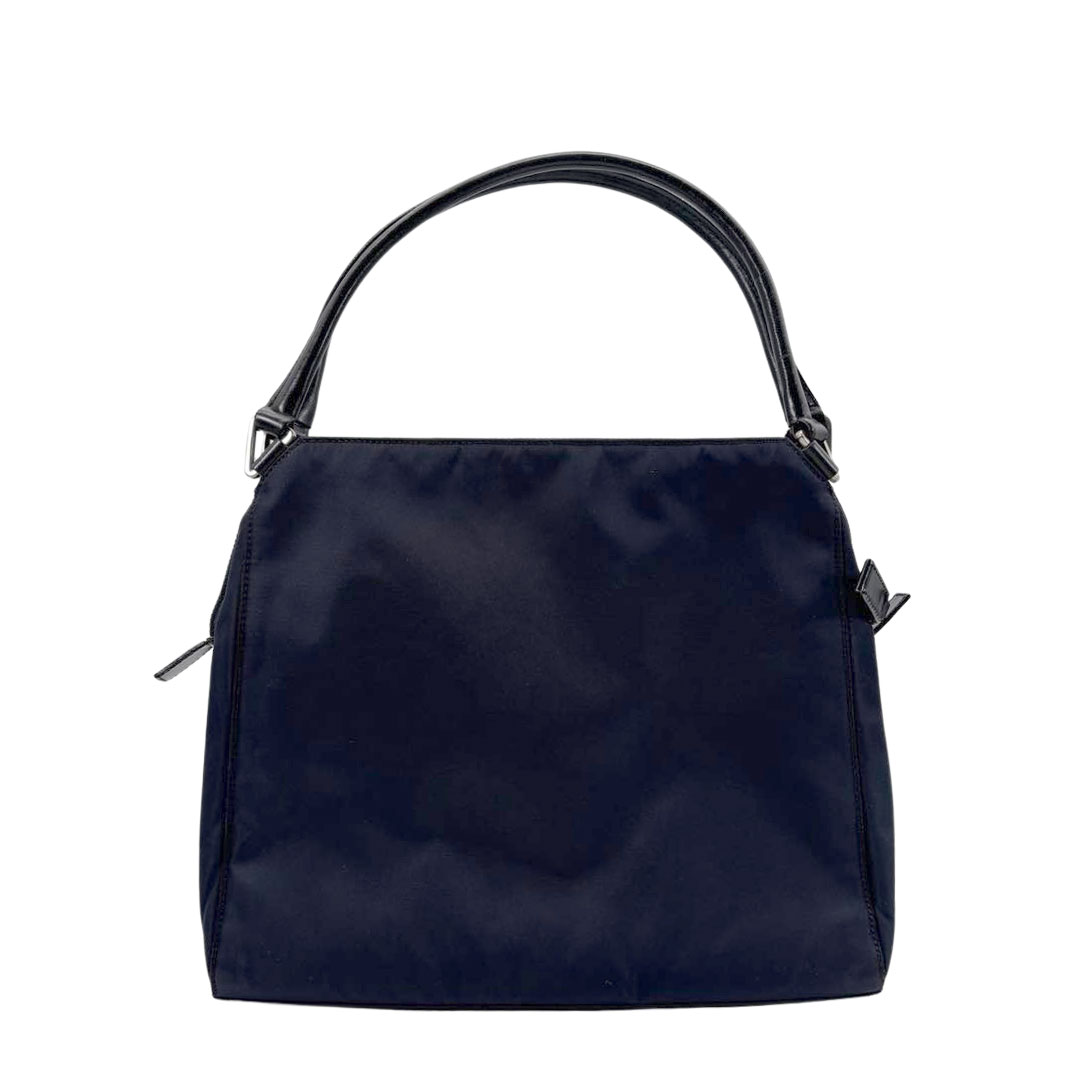 PRADA プラダ ハンドバッグ ナイロン/レザー PRUGNA(ダークパープル系)/シルバー金具 B11091