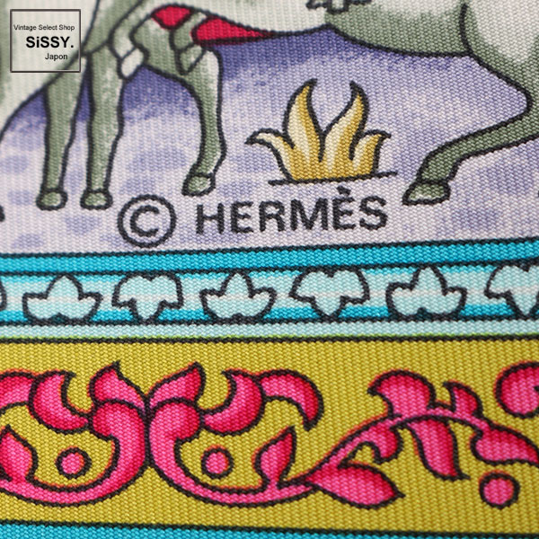 ■エルメス■ カレ90 スカーフ「QALAMDAN」シルク ボルドー イエロー マルチカラー 【HERMES】