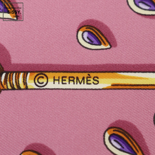 ■エルメス■ スカーフ カレ90「TRESORS RETROUVES」 シルク パープル イエロー ピンク 【HERMES】