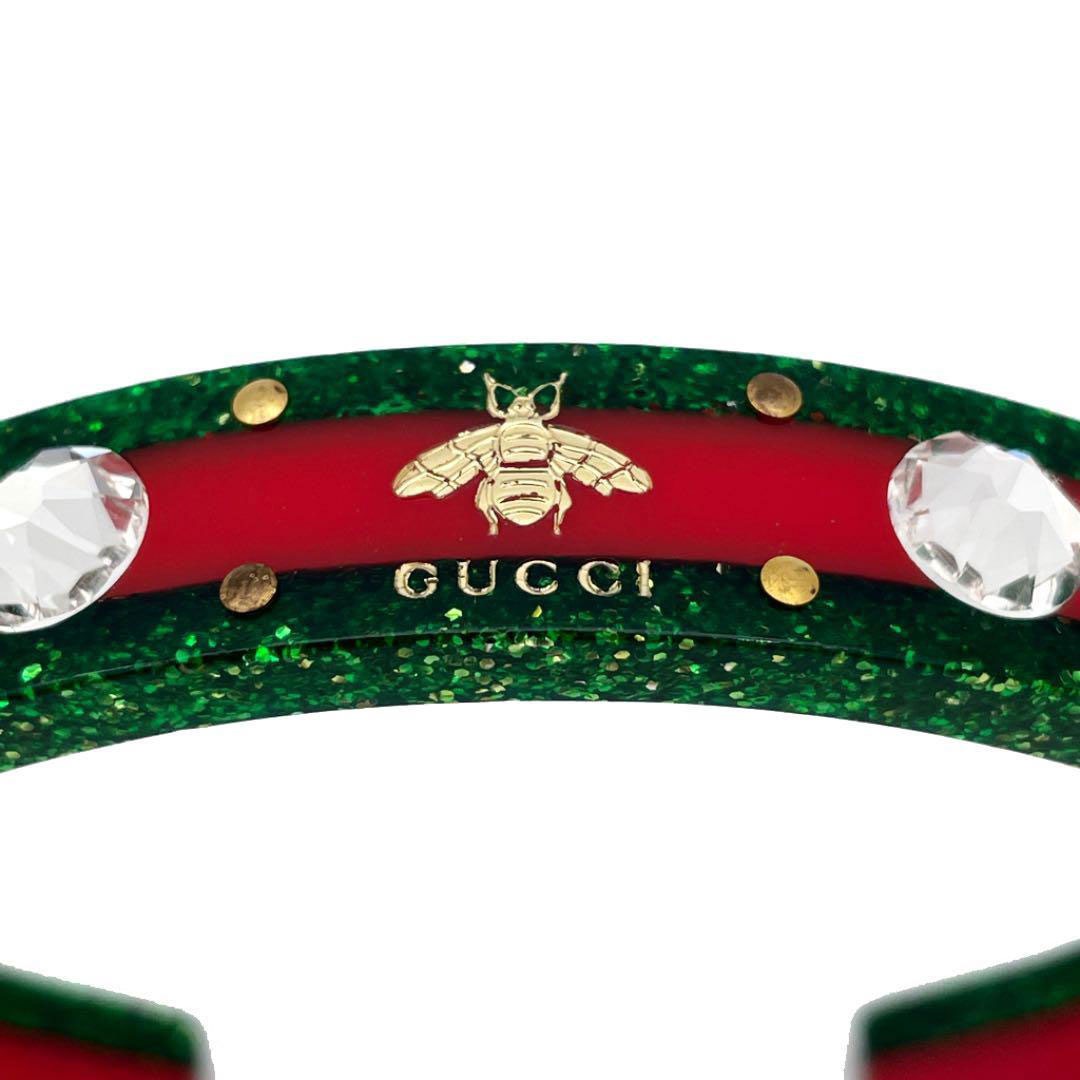 GUCCI グッチ バングル シェリーライン ウェブ・ビー クリスタル 18 レッド グリーン ゴールド 2018AW