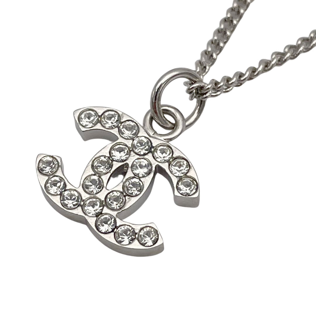 CHANEL シャネル ネックレス ココマーク ラインストーン シルバー B10V