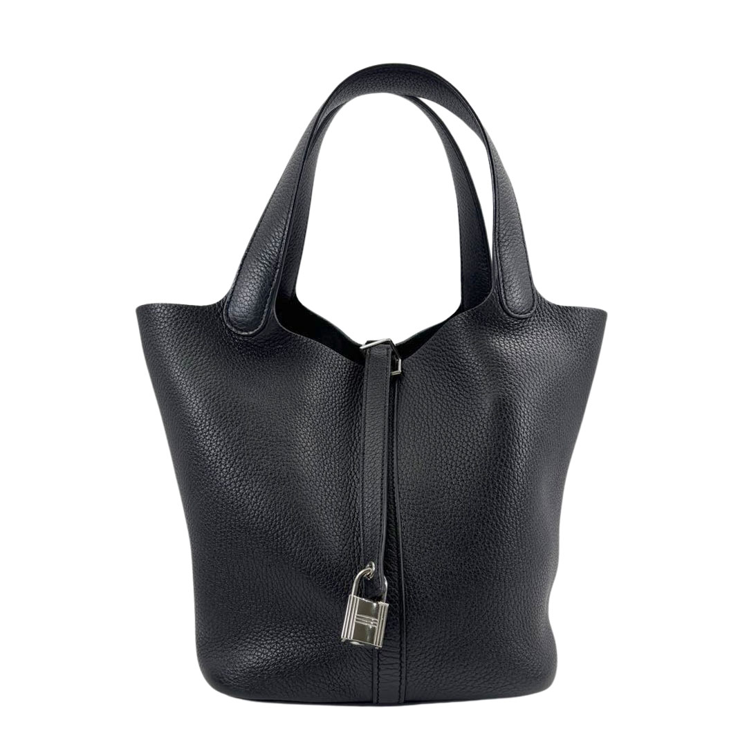 HERMES エルメス ピコタンロック22 MM ハンドバッグ トリヨンクレマンス ブラック シルバー金具 D刻印