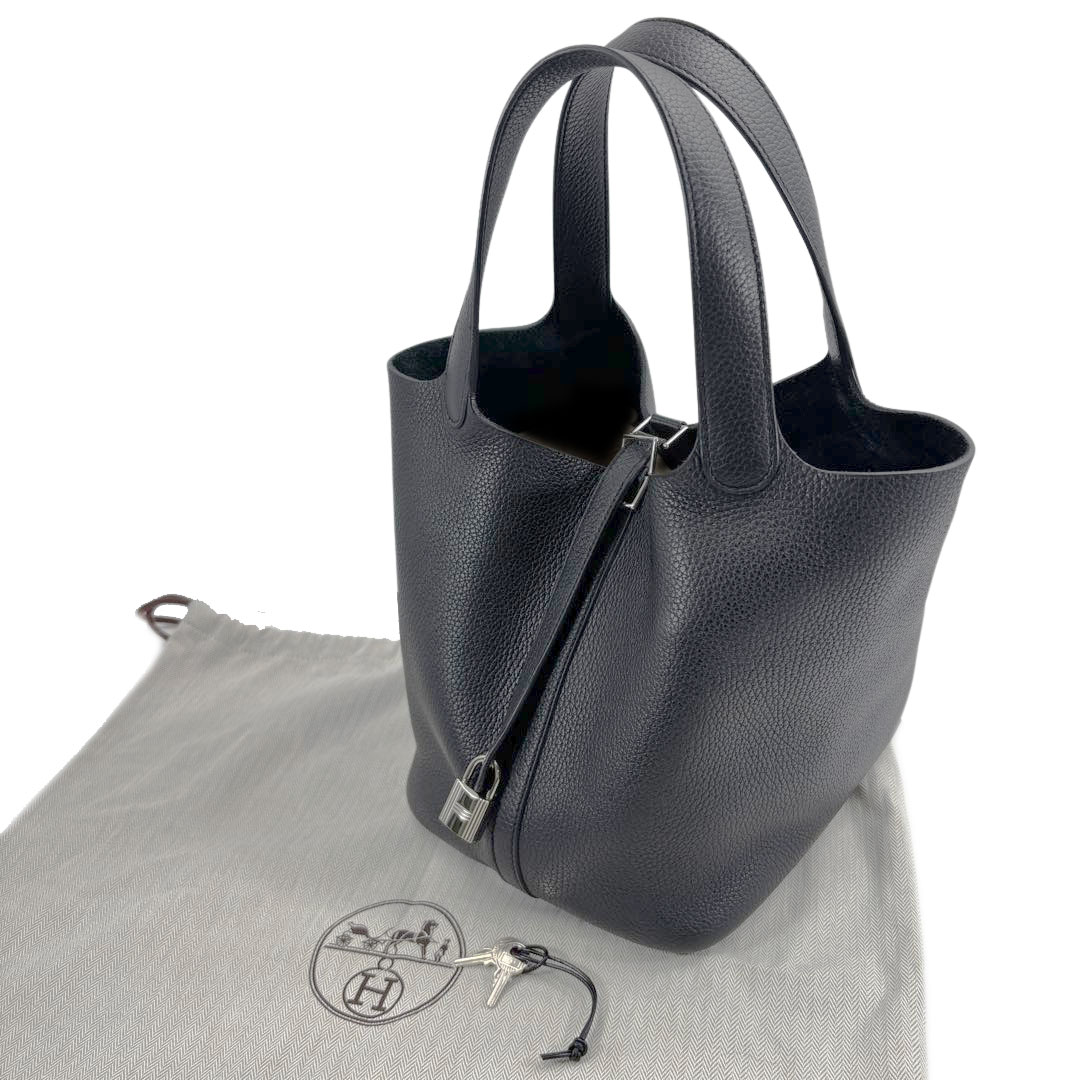 HERMES エルメス ピコタンロック22 MM ハンドバッグ トリヨンクレマンス ブラック シルバー金具 D刻印