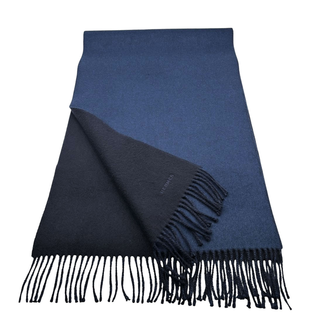 HERMES エルメス マフラー レクトヴェルソ ロゴ刺繍 カシミヤ100
