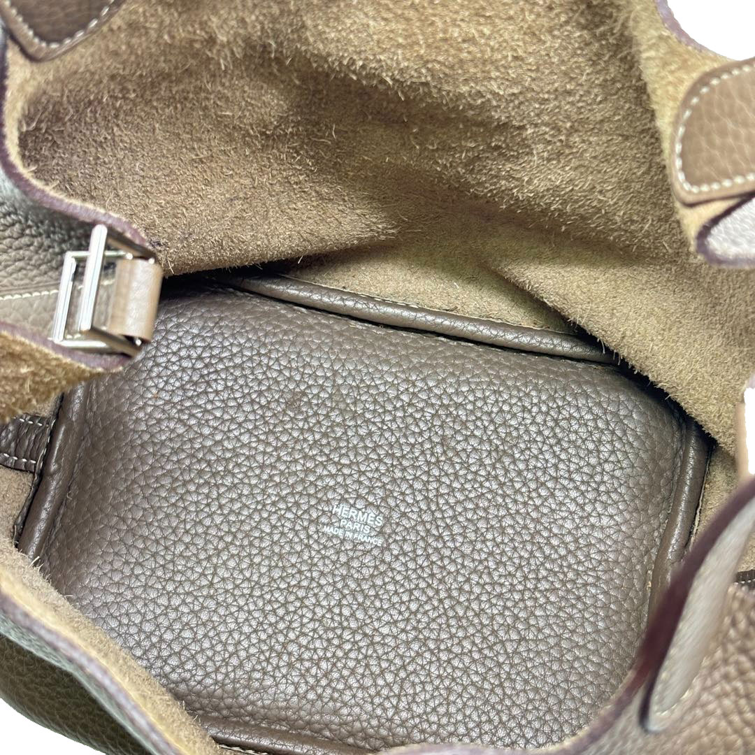 HERMES エルメス ハンドバッグ ピコタンロック18 PM トリヨンクレマンス エトゥープ/シルバー金具 □R刻印