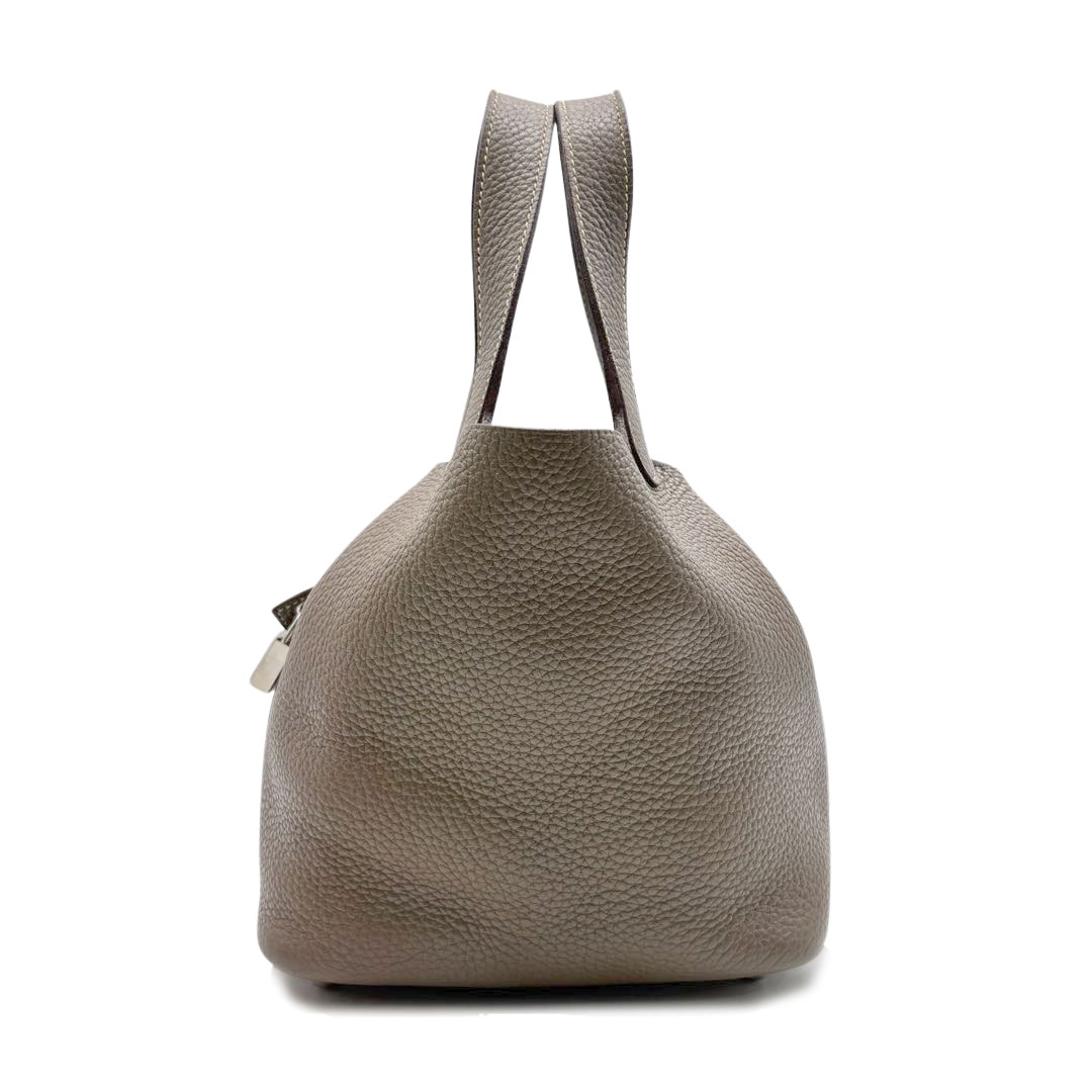 HERMES エルメス ハンドバッグ ピコタンロック18 PM トリヨンクレマンス エトゥープ/シルバー金具 □R刻印