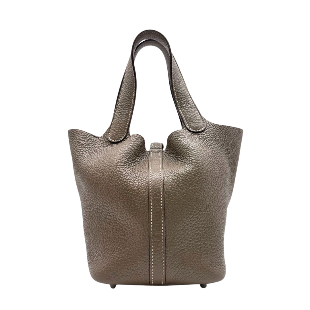 HERMES エルメス ハンドバッグ ピコタンロック18 PM トリヨンクレマンス エトゥープ/シルバー金具 □R刻印