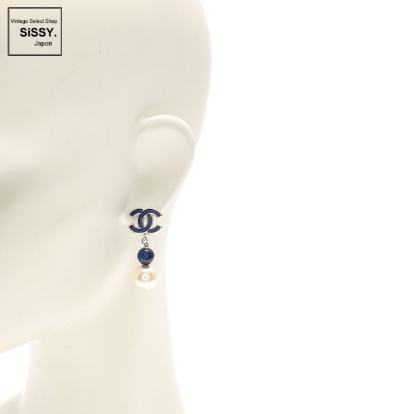 シャネル フェイクパール ココマーク ピアス B15P □シャネル□ ココマーク ピアス フェイクパール ネイビー