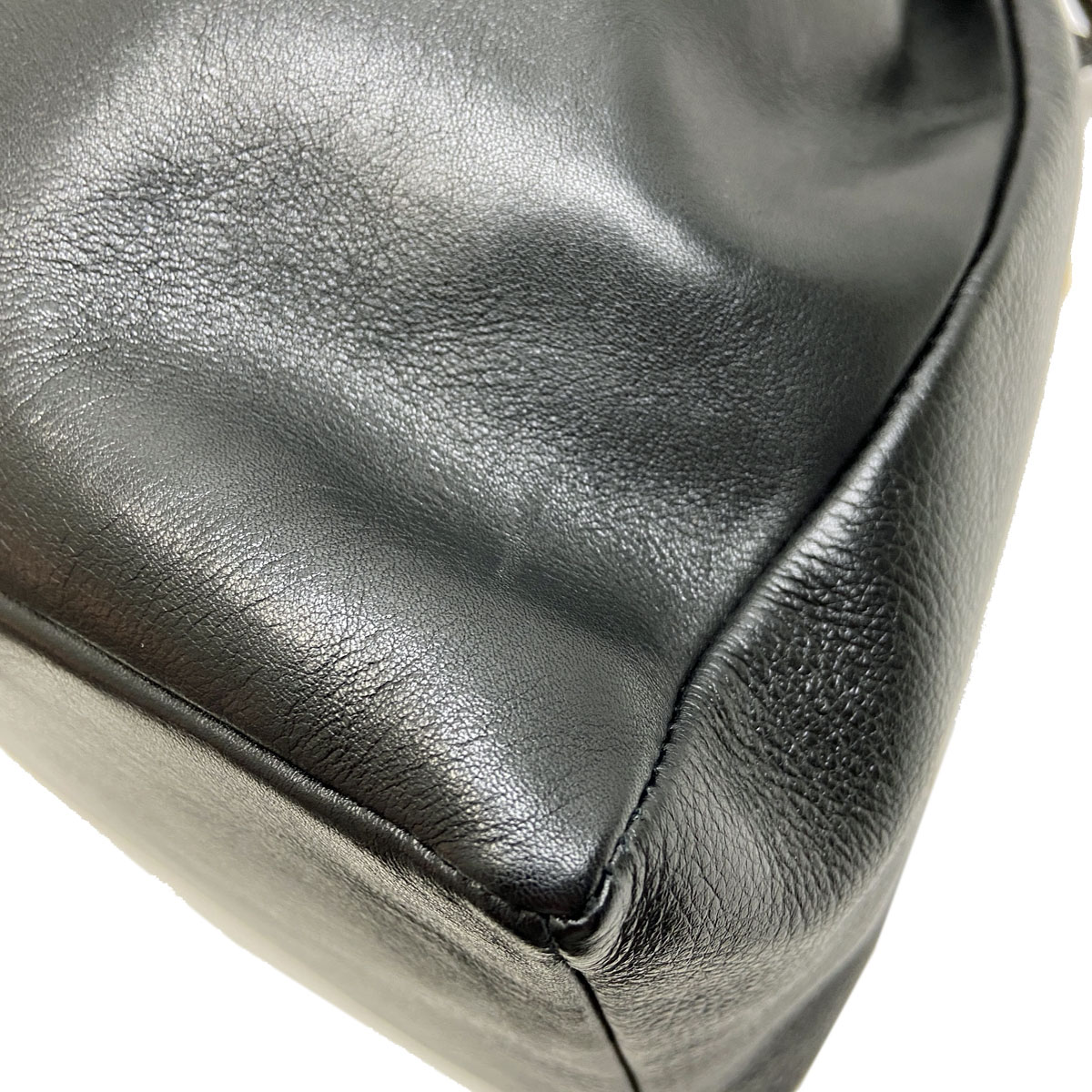 FENDI フェンディ 2WAY巾着ショルダーバッグ レザー FFロゴ ブラック ゴールド