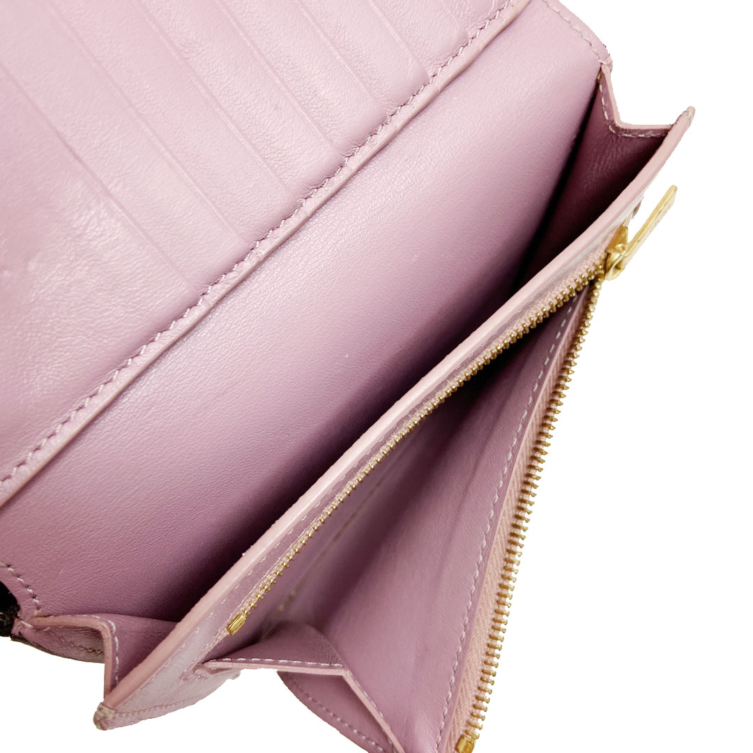 CELINE セリーヌ 二つ折り財布 ストラップウォレット レザー ダークグレー パープル