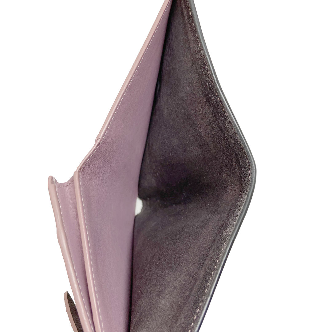 CELINE セリーヌ 二つ折り財布 ストラップウォレット レザー ダークグレー パープル