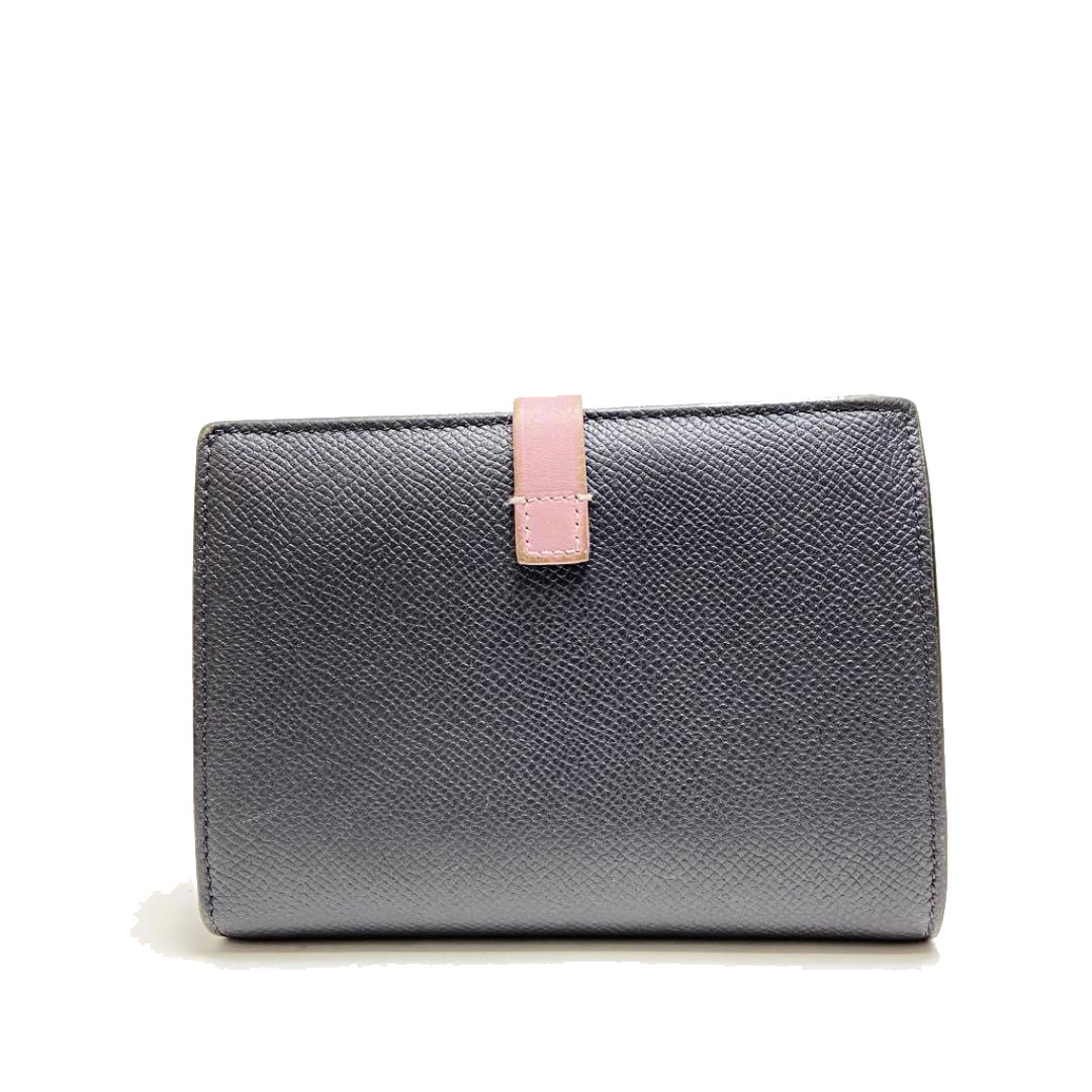 CELINE セリーヌ 二つ折り財布 ストラップウォレット レザー ダークグレー パープル