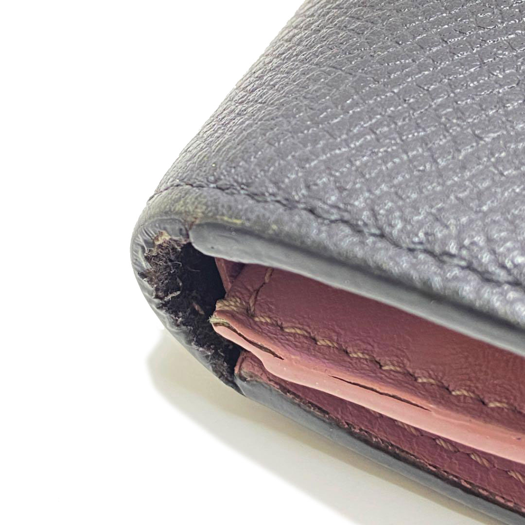 CELINE セリーヌ 二つ折り財布 ストラップウォレット レザー ダークグレー パープル