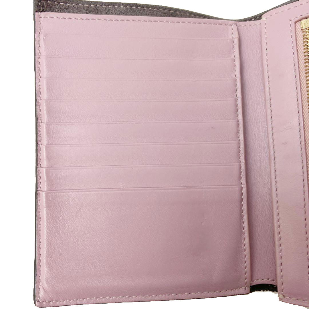 CELINE セリーヌ 二つ折り財布 ストラップウォレット レザー ダークグレー パープル