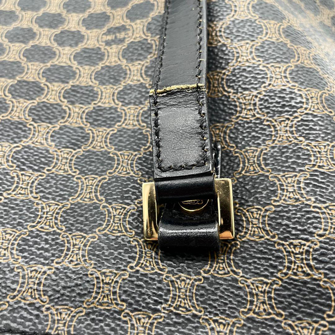 CELINE セリーヌ トートバッグ マカダム柄 PVC/レザー ブラック ブラウン CE00/12