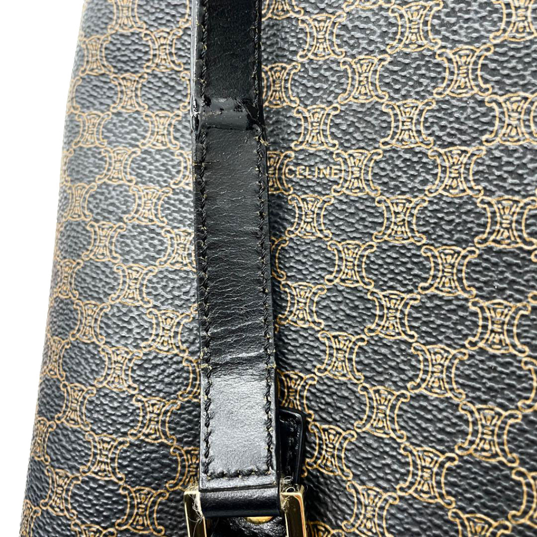 CELINE セリーヌ トートバッグ マカダム柄 PVC/レザー ブラック ブラウン CE00/12