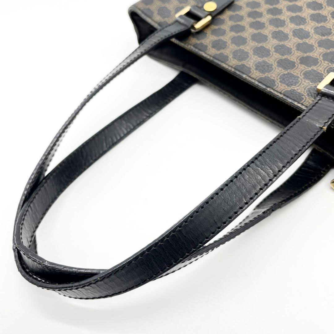 CELINE セリーヌ トートバッグ マカダム柄 PVC/レザー ブラック ブラウン CE00/12